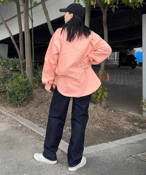 RODEO CROWNS WIDE BOWL（ロデオクラウンズワイドボウル）の「SHARE CHINO BIGシャツ（シャツ/ブラウス・レディース・ネイビー/オレンジ/ベージュ/ライム・FREE）」の10枚目の写真