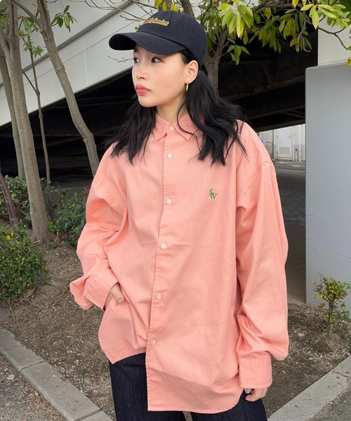 RODEO CROWNS WIDE BOWL（ロデオクラウンズワイドボウル）の「SHARE CHINO BIGシャツ（シャツ/ブラウス・レディース・ネイビー/オレンジ/ベージュ/ライム・FREE）」の7枚目の写真