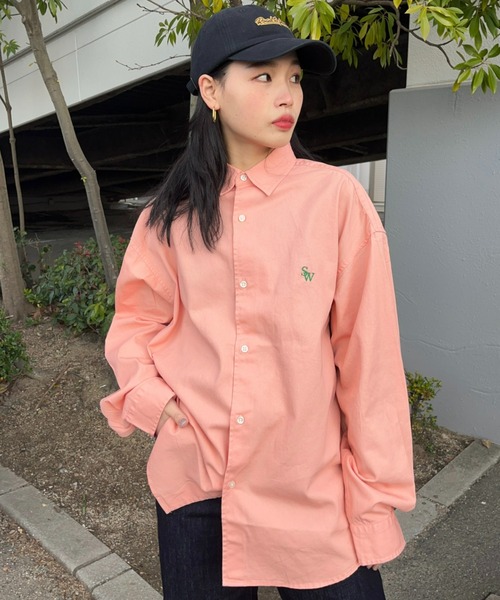 RODEO CROWNS WIDE BOWL（ロデオクラウンズワイドボウル）の「SHARE CHINO BIGシャツ（シャツ/ブラウス・レディース・ネイビー/オレンジ/ベージュ/ライム・FREE）」の8枚目の写真