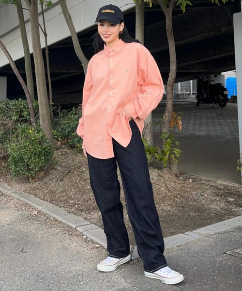 RODEO CROWNS WIDE BOWL（ロデオクラウンズワイドボウル）の「SHARE CHINO BIGシャツ（シャツ/ブラウス・レディース・ネイビー/オレンジ/ベージュ/ライム・FREE）」の12枚目の写真