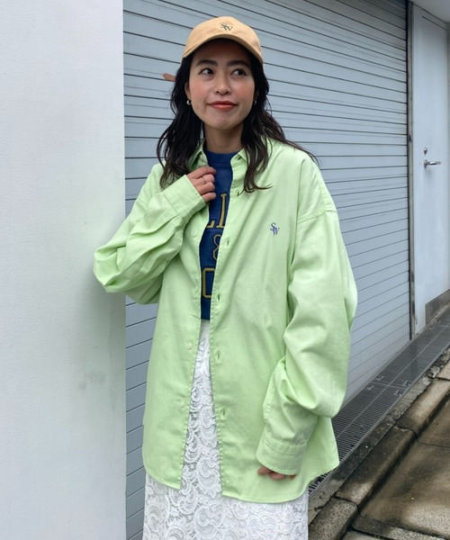 RODEO CROWNS WIDE BOWL（ロデオクラウンズワイドボウル）の「SHARE CHINO BIGシャツ（シャツ/ブラウス・レディース・ネイビー/オレンジ/ベージュ/ライム・FREE）」の14枚目の写真