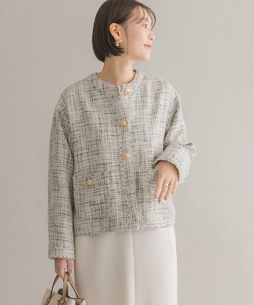 F by ROSSO(エフバイロッソ)の「F by ROSSO ツイードノーカラージャケット(その他アウター・レディース・ブラック/オフホワイト・FREE)」の15枚目の写真