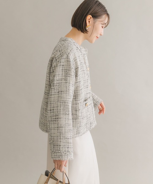 F by ROSSO(エフバイロッソ)の「F by ROSSO ツイードノーカラージャケット(その他アウター・レディース・ブラック/オフホワイト・FREE)」の13枚目の写真