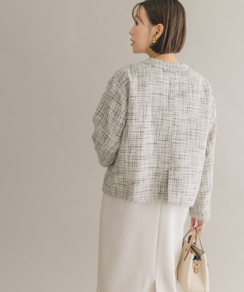 F by ROSSO(エフバイロッソ)の「F by ROSSO ツイードノーカラージャケット(その他アウター・レディース・ブラック/オフホワイト・FREE)」の8枚目の写真