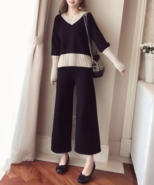 NinaetLina（ニナエリナ）の「ニット上下セットアップ（セットアップ・レディース・ブラック・M/L/XL）」の4枚目の写真