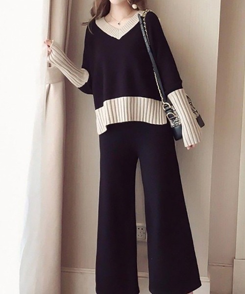 NinaetLina（ニナエリナ）の「ニット上下セットアップ（セットアップ・レディース・ブラック・M/L/XL）」の5枚目の写真