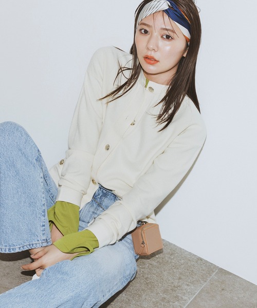 N.(N. Natural Beauty Basic)(エヌエヌナチュラルビューティーベーシック)の「◆ゴールドボタンカノコニットカーディガン(カーディガン/ボレロ・レディース・ネイビー/ブルー/オフホワイト・MEDIUM)」の1枚目の写真