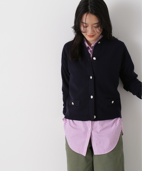 N.(N. Natural Beauty Basic)(エヌエヌナチュラルビューティーベーシック)の「◆ゴールドボタンカノコニットカーディガン(カーディガン/ボレロ・レディース・ネイビー/ブルー/オフホワイト・MEDIUM)」の7枚目の写真