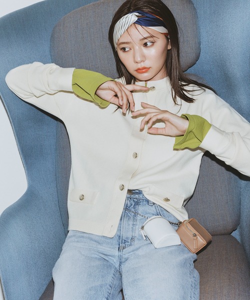 N.(N. Natural Beauty Basic)(エヌエヌナチュラルビューティーベーシック)の「◆ゴールドボタンカノコニットカーディガン(カーディガン/ボレロ・レディース・ネイビー/ブルー/オフホワイト・MEDIUM)」の18枚目の写真