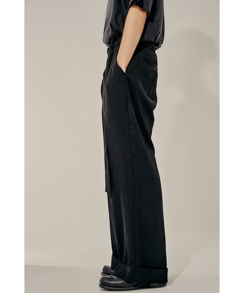 Adoon plain（アドーンプレーン）の「【High waist straight pants】/ハイウエストストレートパンツ(セットアップ対応)（スラックス・メンズ・ブラック/カーキブラウン・LARGE/MEDIUM/SMALL）」の5枚目の写真
