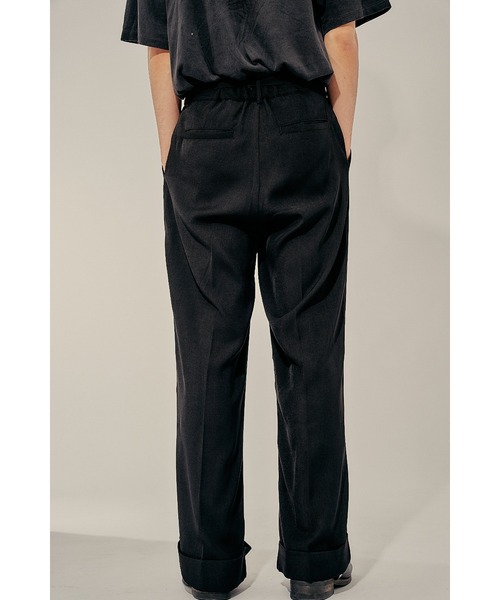 Adoon plain（アドーンプレーン）の「【High waist straight pants】/ハイウエストストレートパンツ(セットアップ対応)（スラックス・メンズ・ブラック/カーキブラウン・LARGE/MEDIUM/SMALL）」の6枚目の写真