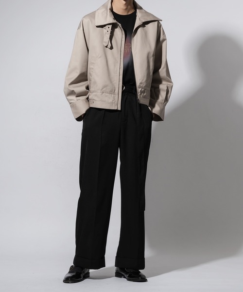 Adoon plain（アドーンプレーン）の「【High waist straight pants】/ハイウエストストレートパンツ(セットアップ対応)（スラックス・メンズ・ブラック/カーキブラウン・LARGE/MEDIUM/SMALL）」の20枚目の写真