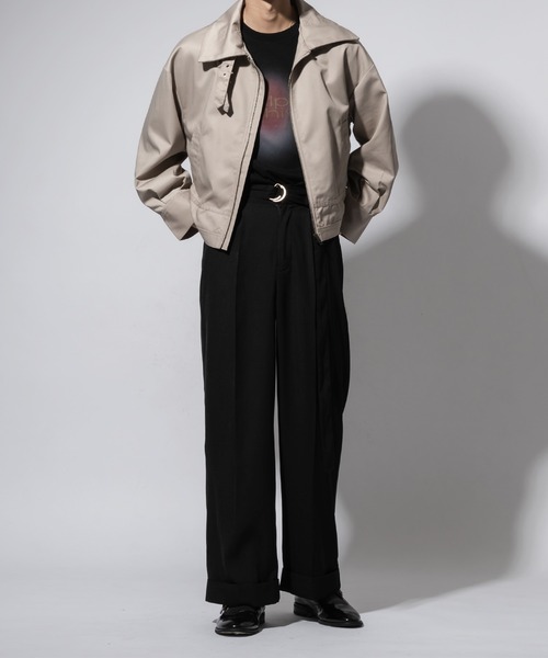 Adoon plain（アドーンプレーン）の「【High waist straight pants】/ハイウエストストレートパンツ(セットアップ対応)（スラックス・メンズ・ブラック/カーキブラウン・LARGE/MEDIUM/SMALL）」の22枚目の写真