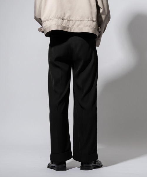 Adoon plain（アドーンプレーン）の「【High waist straight pants】/ハイウエストストレートパンツ(セットアップ対応)（スラックス・メンズ・ブラック/カーキブラウン・LARGE/MEDIUM/SMALL）」の16枚目の写真