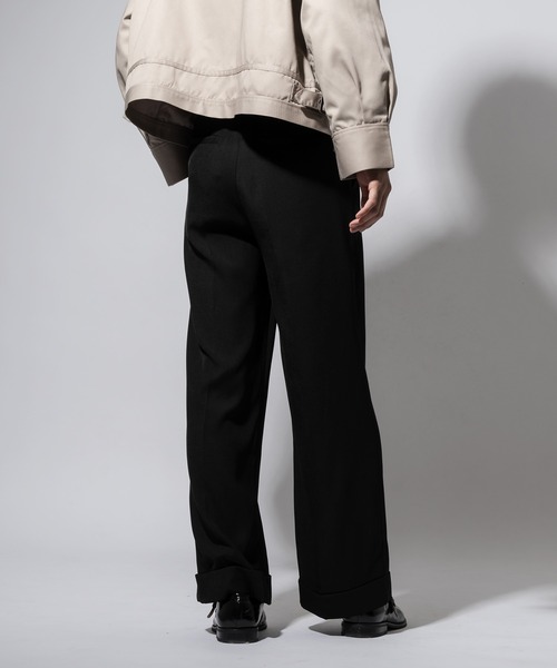 Adoon plain（アドーンプレーン）の「【High waist straight pants】/ハイウエストストレートパンツ(セットアップ対応)（スラックス・メンズ・ブラック/カーキブラウン・LARGE/MEDIUM/SMALL）」の17枚目の写真