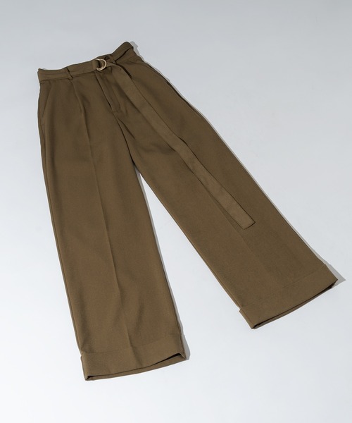 Adoon plain（アドーンプレーン）の「【High waist straight pants】/ハイウエストストレートパンツ(セットアップ対応)（スラックス・メンズ・ブラック/カーキブラウン・LARGE/MEDIUM/SMALL）」の8枚目の写真