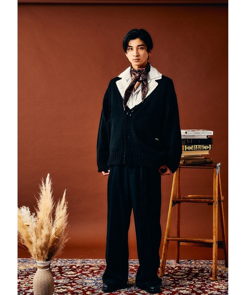 Adoon plain（アドーンプレーン）の「【High waist straight pants】/ハイウエストストレートパンツ(セットアップ対応)（スラックス・メンズ・ブラック/カーキブラウン・LARGE/MEDIUM/SMALL）」の9枚目の写真