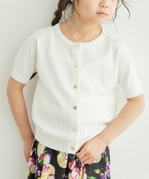 ROPE' PICNIC（ロペピクニック）の「半袖ベーシックカーディガン（カーディガン/ボレロ・キッズ・オフホワイト/ネイビー/ラベンダー・110/120/130/140/150）」の2枚目の写真