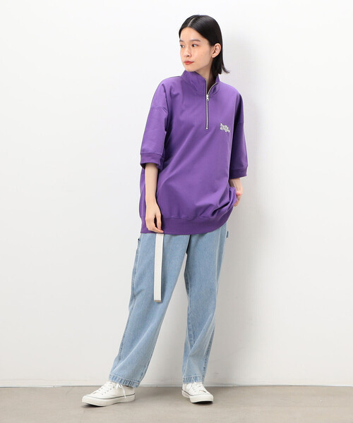 セール】ハーフジップ 5分袖プルオーバー（Tシャツ/カットソー
