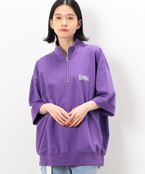 セール】ハーフジップ 5分袖プルオーバー（Tシャツ/カットソー