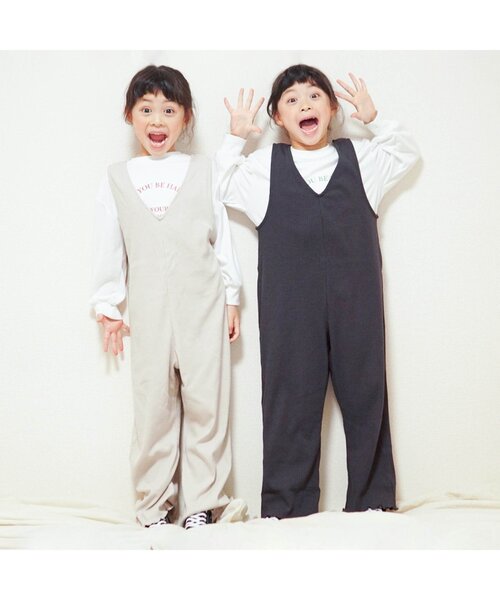 BREEZE（ブリーズ）の「リブオールインワン（つなぎ/オールインワン・キッズ・ピンク/チャコール/ベージュ・100/120/110/140/80/130/90）」の7枚目の写真