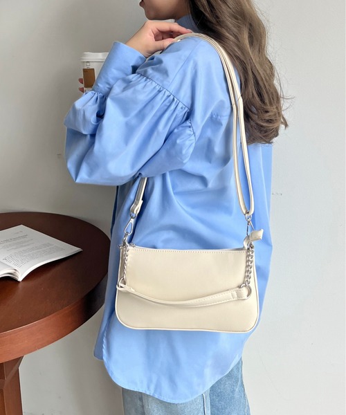 prose verse（プロズヴェール）の「チェーン2wayショルダーバッグ（ショルダーバッグ・レディース・ブラック/グリーン/アイボリー/ピンク・ﾌﾘ-）」の2枚目の写真