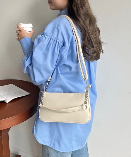 prose verse（プロズヴェール）の「チェーン2wayショルダーバッグ（ショルダーバッグ・レディース・ブラック/グリーン/アイボリー/ピンク・ﾌﾘ-）」の8枚目の写真