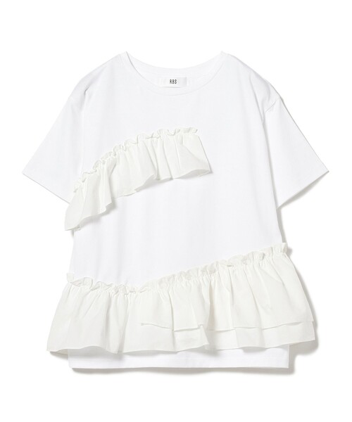 Ray BEAMS（レイビームス）の「RBS / イソザイ フリル ハーフスリーブ Tシャツ（Tシャツ/カットソー・レディース・ブラック/ホワイト・ONE SIZE）」の17枚目の写真