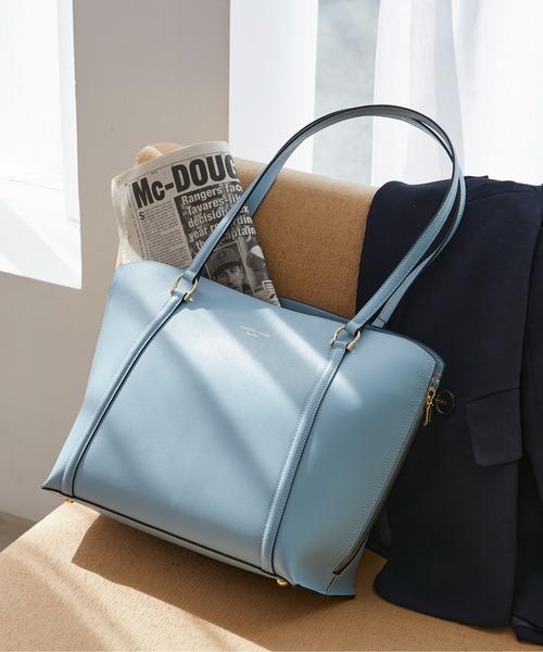 Samantha Thavasa（サマンサタバサ）の「[オンライン&一部店舗限定] バイカラースプリットレザートートバッグ（トートバッグ・レディース・ピンクベージュ/グレイッシュベージュ/イエロー/ライトブルー/ブラック/グレー・FREE）」の8枚目の写真