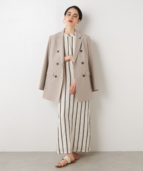 【THEPAUSE】リネンストライプアメスリワンピース