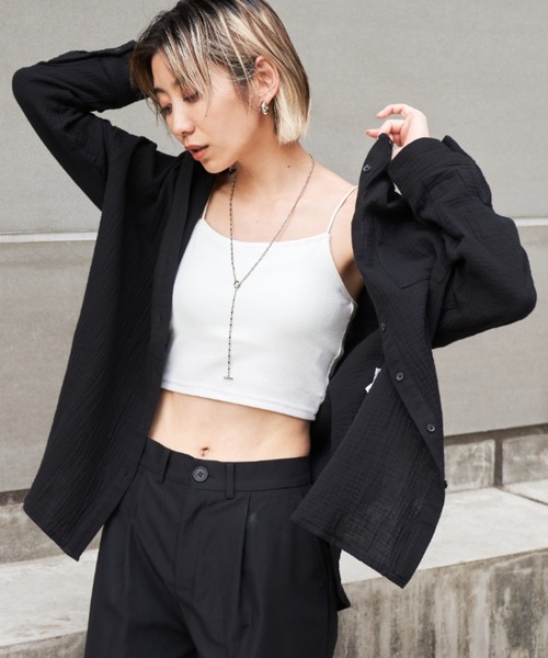 Auntie Rosa Holiday（アンティローザホリデー）の「ダブルガーゼBIGシャツ（シャツ/ブラウス・レディース・ブラック/アイボリー/オレンジ/ピンク/グリーン・FREE）」の7枚目の写真