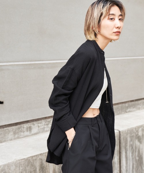 Auntie Rosa Holiday（アンティローザホリデー）の「ダブルガーゼBIGシャツ（シャツ/ブラウス・レディース・ブラック/アイボリー/オレンジ/ピンク/グリーン・FREE）」の11枚目の写真