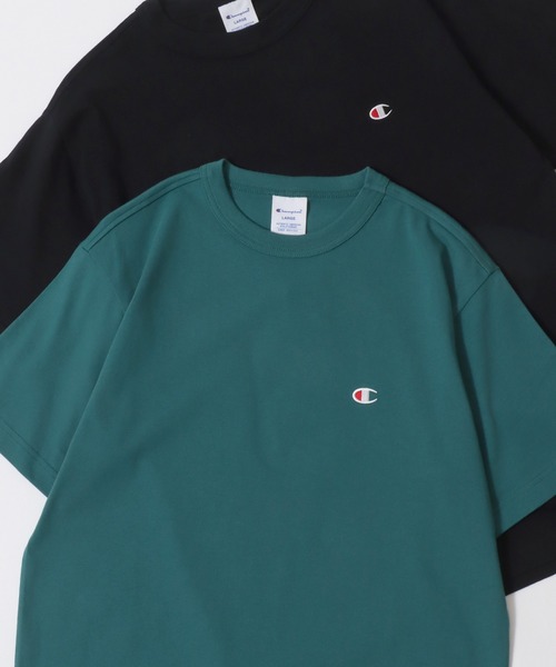 Champion(チャンピオン)の「Champion/チャンピオン コットンUSA ロゴワッペン ワンポイント刺繍 半袖Tシャツ/無地T/レディース メンズ(Tシャツ/カットソー・メンズ・ホワイト/ブラック/オートミール/ライトイエロー/サーモンピンク/ミント/ラベンダー/ネイビー/グレー/ダークグリーン/ブルー/サンドベージュ/グリーン/イエロー/サックスブルー/ベージュ/グレイッシュブルー/クリーム/レンガ/サファリグリーン/スカイブルー/セージグリーン/オレンジ/オリーブドラブ・L/XL/M)」の12枚目の写真