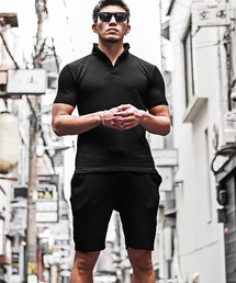 【JOKER】シアサッカーサマーセットアップ メンズ 半袖ポロシャツ+ショーツ ハーフパンツ 上下セット 2点セット 春服