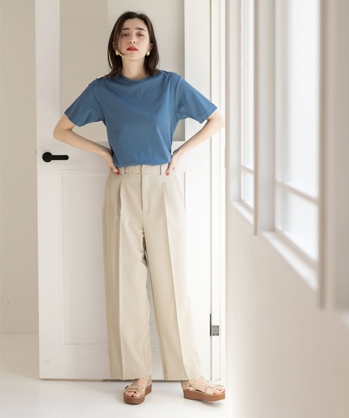 OPAQUE.CLIP(オペークドットクリップ)の「◆ワイドストレートパンツ【洗濯機洗い可/イージーケア/ストレッチ】(その他パンツ・レディース・ブラック/グリーン/ライトベージュ・40/42/34/36/38)」の18枚目の写真