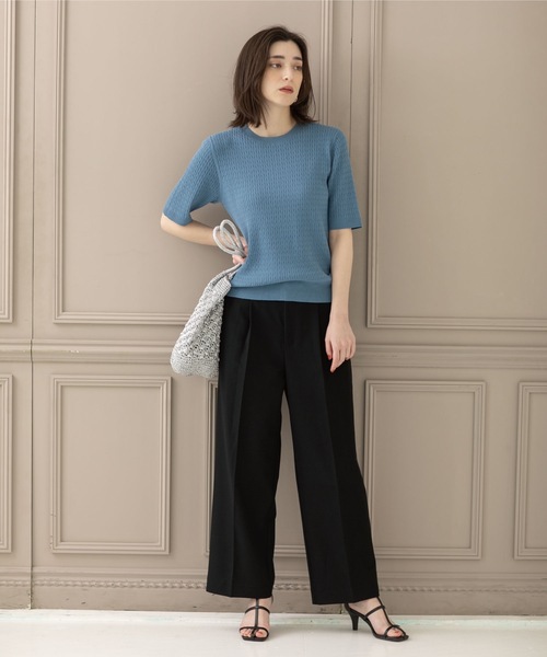 OPAQUE.CLIP(オペークドットクリップ)の「◆ワイドストレートパンツ【洗濯機洗い可/イージーケア/ストレッチ】(その他パンツ・レディース・ブラック/グリーン/ライトベージュ・40/42/34/36/38)」の11枚目の写真