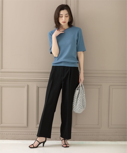 OPAQUE.CLIP(オペークドットクリップ)の「◆ワイドストレートパンツ【洗濯機洗い可/イージーケア/ストレッチ】(その他パンツ・レディース・ブラック/グリーン/ライトベージュ・40/42/34/36/38)」の12枚目の写真