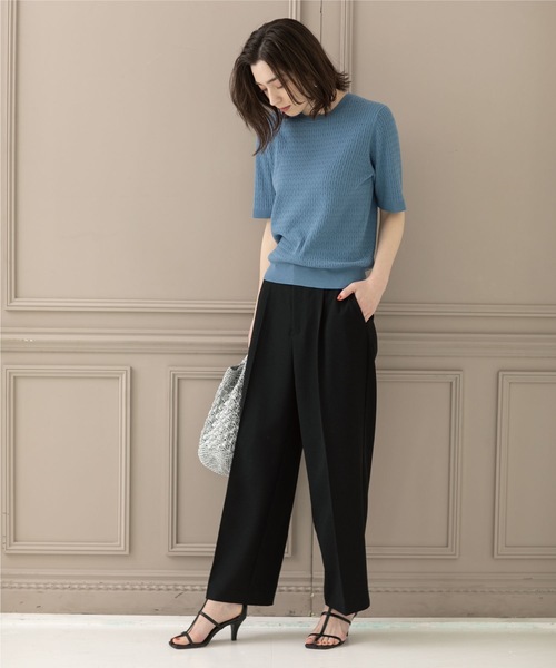 OPAQUE.CLIP(オペークドットクリップ)の「◆ワイドストレートパンツ【洗濯機洗い可/イージーケア/ストレッチ】(その他パンツ・レディース・ブラック/グリーン/ライトベージュ・40/42/34/36/38)」の14枚目の写真