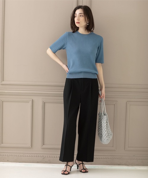 OPAQUE.CLIP(オペークドットクリップ)の「◆ワイドストレートパンツ【洗濯機洗い可/イージーケア/ストレッチ】(その他パンツ・レディース・ブラック/グリーン/ライトベージュ・40/42/34/36/38)」の15枚目の写真