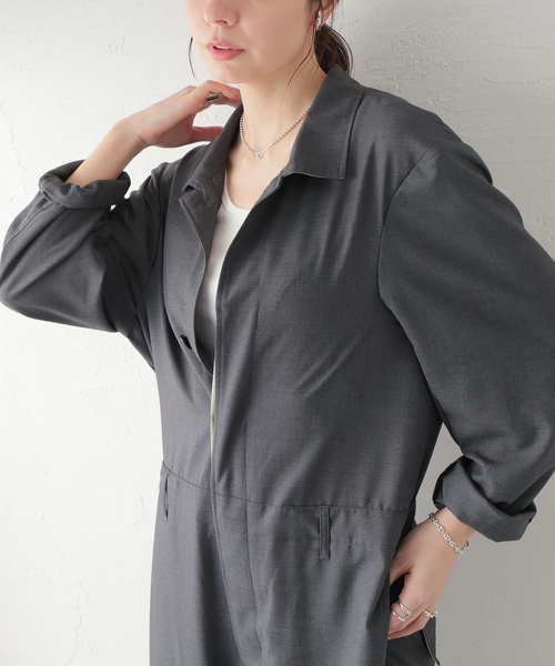 MIOSMOKEY(MIOSMOKEY)の「【MIOSMOKEY/ミオズモーキ】ALL IN ONE:オールインワン(つなぎ/オールインワン・レディース・チャコールグレー・38)」の2枚目の写真