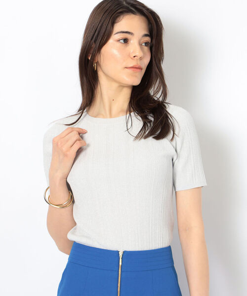 NOLLEY’S Sophi(ノーリーズソフィ)の「《手洗い可能》綿アセラメランダムリブプルオーバーニット(ニット/セーター・レディース・ブラック/サックスブルー/シルバー/ゴールド・38/36)」の3枚目の写真