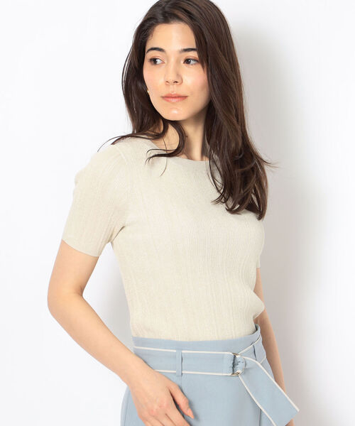 NOLLEY’S Sophi(ノーリーズソフィ)の「《手洗い可能》綿アセラメランダムリブプルオーバーニット(ニット/セーター・レディース・ブラック/サックスブルー/シルバー/ゴールド・38/36)」の4枚目の写真