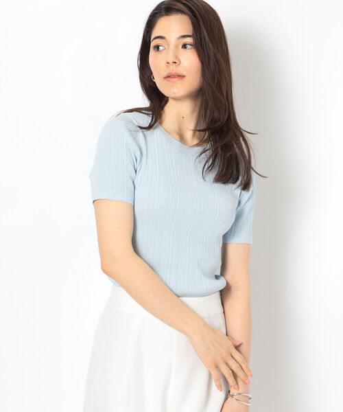 NOLLEY’S Sophi(ノーリーズソフィ)の「《手洗い可能》綿アセラメランダムリブプルオーバーニット(ニット/セーター・レディース・ブラック/サックスブルー/シルバー/ゴールド・38/36)」の11枚目の写真