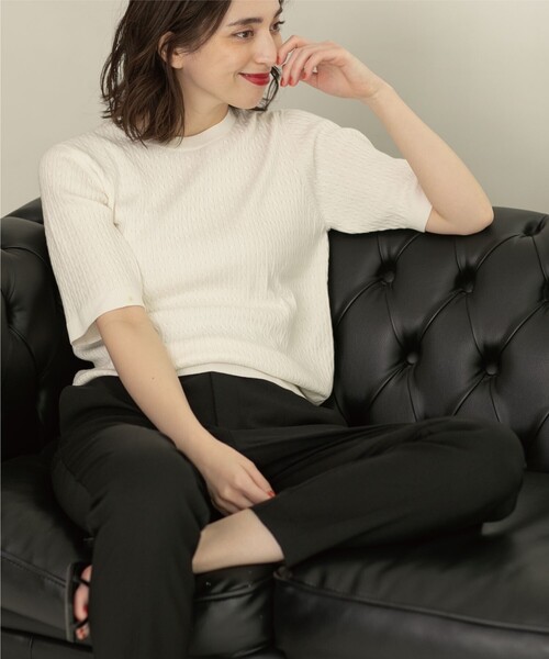 OPAQUE.CLIP(オペークドットクリップ)の「◆≪エマール検証済 洗える≫オーガニックコットンケーブルニット【洗濯機洗い可/UVケア】(ニット/セーター・レディース・ピンク系/ブラウン系その他/オレンジ/ブラック/ライトブルー/オフホワイト・42/40/38/36/34)」の10枚目の写真