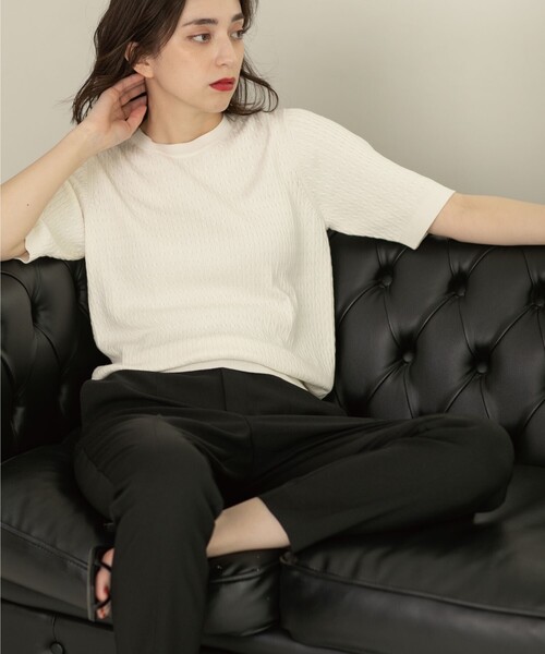 OPAQUE.CLIP(オペークドットクリップ)の「◆≪エマール検証済 洗える≫オーガニックコットンケーブルニット【洗濯機洗い可/UVケア】(ニット/セーター・レディース・ピンク系/ブラウン系その他/オレンジ/ブラック/ライトブルー/オフホワイト・42/40/38/36/34)」の12枚目の写真