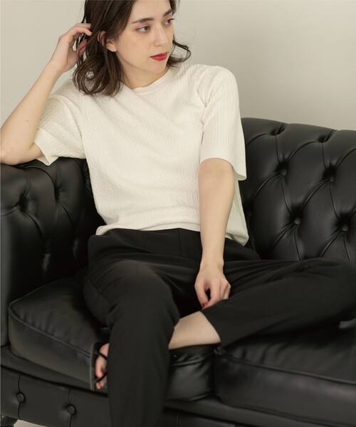 OPAQUE.CLIP(オペークドットクリップ)の「◆≪エマール検証済 洗える≫オーガニックコットンケーブルニット【洗濯機洗い可/UVケア】(ニット/セーター・レディース・ピンク系/ブラウン系その他/オレンジ/ブラック/ライトブルー/オフホワイト・42/40/38/36/34)」の13枚目の写真