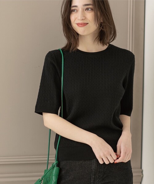 OPAQUE.CLIP(オペークドットクリップ)の「◆≪エマール検証済 洗える≫オーガニックコットンケーブルニット【洗濯機洗い可/UVケア】(ニット/セーター・レディース・ピンク系/ブラウン系その他/オレンジ/ブラック/ライトブルー/オフホワイト・42/40/38/36/34)」の17枚目の写真