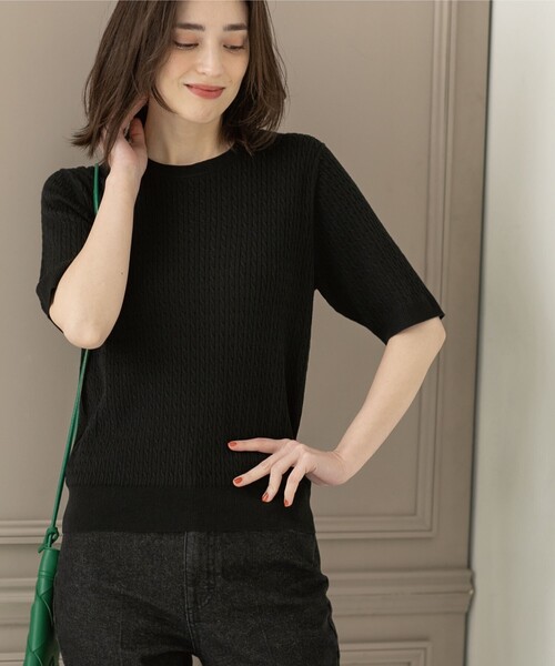 OPAQUE.CLIP(オペークドットクリップ)の「◆≪エマール検証済 洗える≫オーガニックコットンケーブルニット【洗濯機洗い可/UVケア】(ニット/セーター・レディース・ピンク系/ブラウン系その他/オレンジ/ブラック/ライトブルー/オフホワイト・42/40/38/36/34)」の18枚目の写真