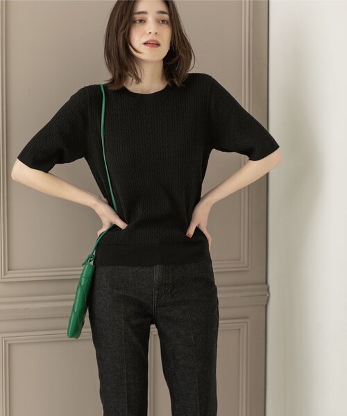 OPAQUE.CLIP(オペークドットクリップ)の「◆≪エマール検証済 洗える≫オーガニックコットンケーブルニット【洗濯機洗い可/UVケア】(ニット/セーター・レディース・ピンク系/ブラウン系その他/オレンジ/ブラック/ライトブルー/オフホワイト・42/40/38/36/34)」の20枚目の写真