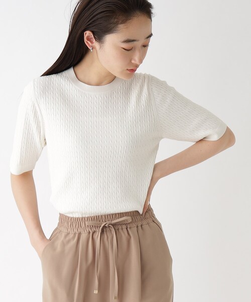 OPAQUE.CLIP(オペークドットクリップ)の「◆≪エマール検証済 洗える≫オーガニックコットンケーブルニット【洗濯機洗い可/UVケア】(ニット/セーター・レディース・ピンク系/ブラウン系その他/オレンジ/ブラック/ライトブルー/オフホワイト・42/40/38/36/34)」の11枚目の写真